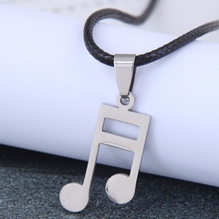 Korean fashion hip-hop concise note stainless steel wax rope necklace