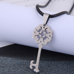Korean fashion hip-hop key lock stainless steel wax rope necklace