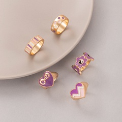 new creative jewelry Tai Chi drip ring five-piece peach heart ring set