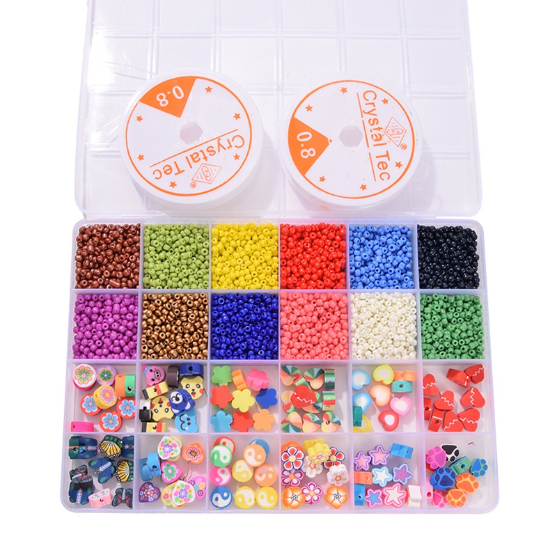 24 grid boxed rice beads soft ceramic jewelry accessories beaded bracelet necklace children diy materials