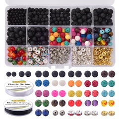 15 grid boxed natural stone set diy volcanic stone spacer beads ethnic style combination handmade materials