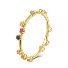 fashion design sense 18k gold female ring color zircon index finger ring copper tail ring wholesale