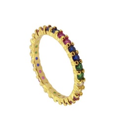 Moda de una sola fila de círculo completo color circón cobre anillo chapado en oro anillo de cola de moda retro al por mayor
