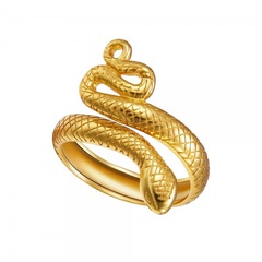 fashion golden snake-shaped 18k gold copper ring for men and women retro exaggerated opening ring