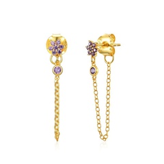 European and American hot selling s925 silver needle chain tassel flower zircon copper earrings