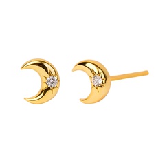 inlaid zircon crescent earrings Korean version of simple personality wild moon creative earrings