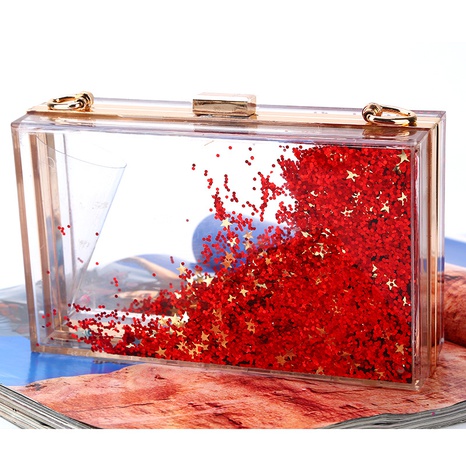 fashion double-sided liquid quicksand acrylic bag ladies translucent evening clutch's discount tags