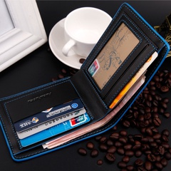 Koreanische Version der neuen, mehrfarbigen, kurzen Brieftasche aus Eisenblech mit feinen Linien und Farbkanten für Herren horizontale Brieftaschen