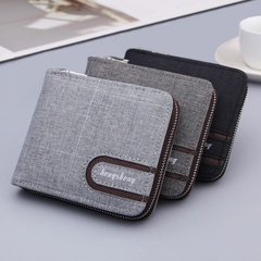 Men's wallet Korean canvas dollar bag wallet multifunctional zipper wallet casual buckle coin purse