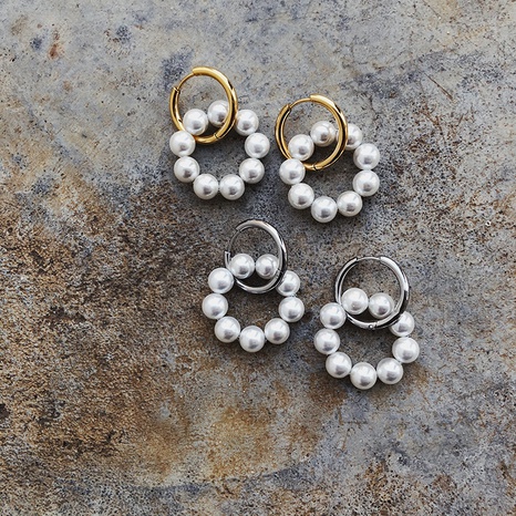 Boucles d'oreilles en perles de coquillage rétro en coton boucle d'oreille en acier au titane plaqué 18 carats NHGC447936's discount tags