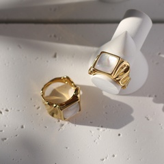 Kubanische quadratische Muschel Retro-Gussnische breite Version neuer Stil Titanstahl 18K vergoldeter Ring