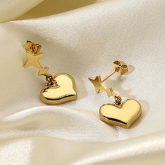 new stainless steel 14K gold star earrings heart pendant earrings jewelry