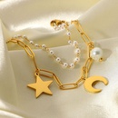 Bracelet double couche avec pendentif toile lune en acier inoxydable plaqu or 18 caratspicture13