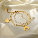 Bracelet double couche avec pendentif toile lune en acier inoxydable plaqu or 18 caratspicture14
