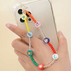 new geometric mobile phone chain Christmas pattern glass color rice beads mobile phone chain lanyard