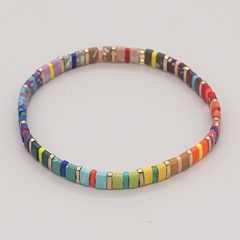 new niche design bohemian style iron gallstone handmade beaded rainbow stacked small bracelet