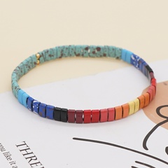 bohemian style iron gallstone beaded rainbow spotted color stacked small bracelet