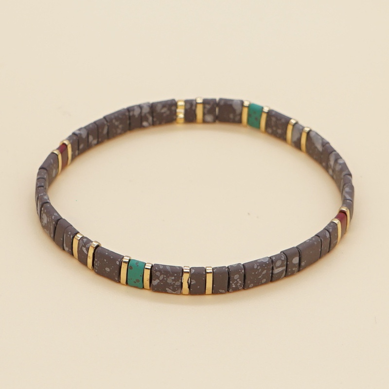 bohemian style iron gallstone beaded autumn and winter dark brown stacking bracelet