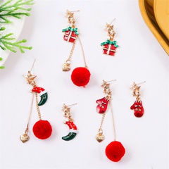 Foreign Trade Trendy Long Autumn and Winter Fur Ball Christmas Earrings European and American Personalized Gift Dripping Oil Festival Eardrop Jewelry