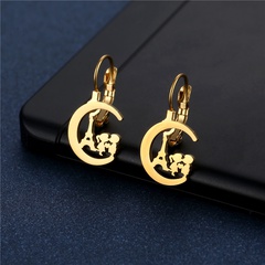 European and American stainless steel earrings boys and girls moon tower earrings 18K gold ladies earrings