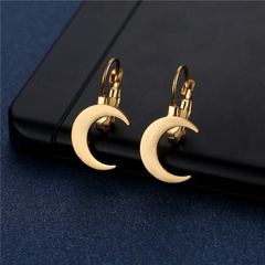stainless steel moon ear buckle steel ornaments wholesale simple 18K golden glossy crescent ear buckle earrings