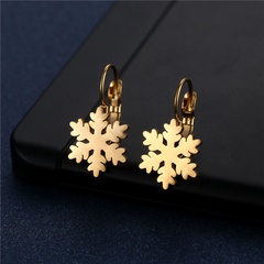 Stainless steel snowflake earrings glossy laser cut 18K gold earrings Christmas ice flower earrings