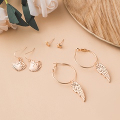 European and American fashion shell star earrings three-piece set