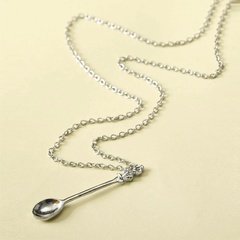 new simple crown mini tea spoon pendant creative personality retro spoon pendant necklace