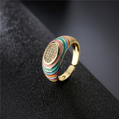 Australian Ancient European and American Foreign Trade Export Supply Candy Color Y2g Style Dripping Copper Micro Inlaid Zircon Open Ring for Women