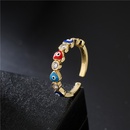 new copper plated 18K gold dripping oil zircon love heart devils eye open ring gift wholesalepicture7