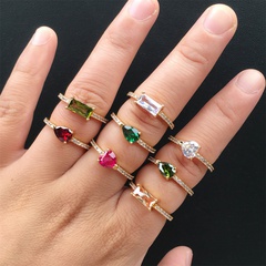 Micro Inlaid Zircon Love Horse Eye Ring Female Ins Fresh Water Drop Open Ring Personality Twin Ring in Stock Wholesale