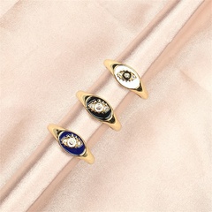 European and American Fashion Inlaid Zircon Contrast Color Devil's Eye Ring Female Ins Elegant Dripping Oil Open Ring Cross-Border Wholesale