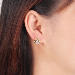 European and American fashion insect temperament copper diamond earrings