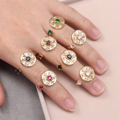 European and American fashion snowflake ring female colored diamonds index finger open ring wholesale