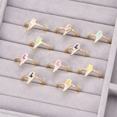 Color dripping lightning element ring female fashion zircon copper joint ring jewelry wholesale