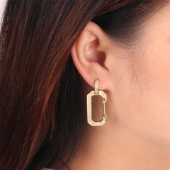 Inlaid micro zircon paper clip earrings fashion gold-plated copper earrings wholesale jewelry