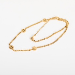 collier de visage de sourire pendentif de sourire collier en acier inoxydable placage chaîne de pull en or 18 carats