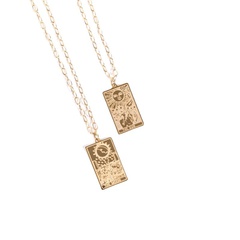 Tarot brand sun moon small square brand stainless steel pendant necklace sweater chain