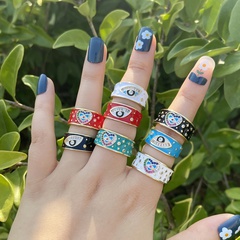 European and American Devil's Eye Ring Female Personality Color Zirconium Love Female Ring