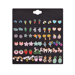 new style dripping oil love rainbow unicorn letter fox strawberry 30 pairs set earrings