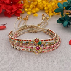 Niche design fashion simple Miyuki rice beads hand-woven diamond-studded friendship rope small bracelet