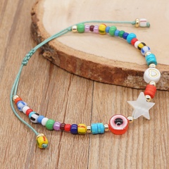 Simple bohemian style jewelry five-pointed star acrylic flat eyes rice beads handmade beaded rainbow small bracelet
