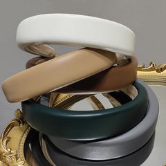 Sombreros coreanos de cuero grueso esponja horquilla retro color puro temperamento pu diadema accesorios para el cabello