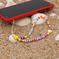 retro five-pointed star color mobile phone lanyard fashion creative acrylic love letter mobile phone pendant