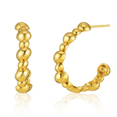 European and American fashion brass 18K real gold plated irregular round bead earrings NHBD448496