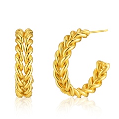 Boucles d'oreilles européennes et américaines en or véritable 18 carats tressé en cuivre tressé rétro NHBD448498