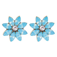 Bohemian Stud Earrings Retro Earrings Blue Flowers Personality Accessories Wholesale