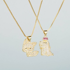fashion copper-plated real gold micro-inlaid zircon small animal cute pendant necklace