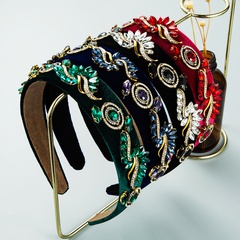 automne et hiver nouveau style baroque cristal motif bandeau rétro flanelle accessoires pour cheveux à larges bords