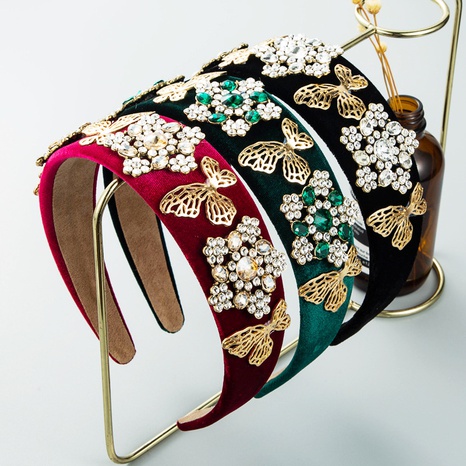 bandeau étoile en strass tendance baroque femme papillon en métal accessoires pour cheveux en velours à large bord NHLN448561's discount tags